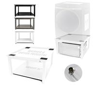 EZ Laundry White Washing Machine Stand & Dryer Pedestal - Fits 61cm Wide Front-Load | 41cm Height Alloy Steel Riser for Back Comfort | Drip Tray & Hose Included | 360 kg Capacity | Universal UK Fit
