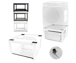 EZ Laundry White Washing Machine Stand & Dryer Pedestal - Fits 61cm Wide Front-Load | 41cm Height Alloy Steel Riser for Back Comfort | 360 kg Capacity | Universal UK Fit