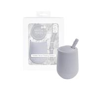 ez pz Mini Cup + Straw Training System - 100% Silicone Training Cup for Infants + Toddlers - Designed by a Pediatric Feeding Specialist - 9 Months+ (Pewter)