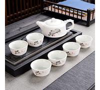 EZ Snowflake Glaze Chinese Tea Set - 1 teapot and 6 Tea Cups (Fragrant Lotus Flower - Dragon Pot)