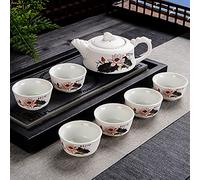 EZ Snowflake Glaze Chinese Tea Set - 1 teapot and 6 Tea Cups (Lightened Lotus Flower - Dragon Pot)