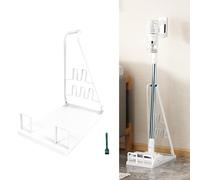 EZ SPARES Installation-free Vacuum Stand Frame,Storage Docking Station Holder,Metal Bracket,bigger base,Compatible with Dys,Eureka,tineco,dreametech,Fit Most Stick Vacuum Cleaner(White)