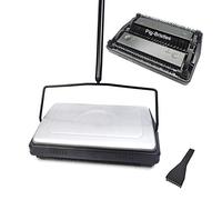 EZ SPARES Quiet Carpet Sweeper,Floor Sweeper with Pig-Bristles,Suitable for Carpet Cleaning Power,Roller Brush Strong,Bristle Sweeper,Great for House,Office,Kitchen,Carpet(Silver)