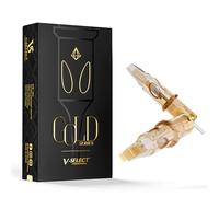 EZ Tattoo Cartridge Needles - 20Pcs Gold Outer Layer Titanium Core Needle Cartridge #12 (15RM) 0.35mm Standard Curved/Round Magnum for Tattoo Gun Machine - V Select Gold Series