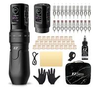 EZ Tattoo Kit - Tattoo Machine Kit Complete with 6 Strokes 2mm-4.2mm Wireless Tattoo Machine Pen with 1600mAh Battery Power Supply for Tattoo Beginners and Tattoo Artists (P3 Pro Matte Black)