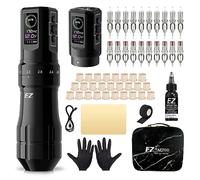 EZ Tattoo Kit - Tattoo Machine Kit Complete with 6 Strokes 2mm-4.2mm Wireless Tattoo Machine Pen with 1600mAh Battery Power Supply for Tattoo Beginners and Tattoo Artists (P3 Pro Gloss Black)