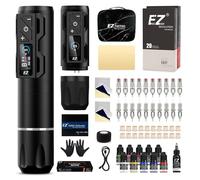 EZ Tattoo Kit - Wireless Tattoo Machine Pen, 1800mAh Power Supply Battery, 20Pcs Tattoo Cartridge Needles for Beginners and Artists (P2S Pro Black)