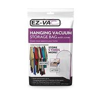 EZ-Vac ® x1 Large Hanging Vacuum Storage Bag Space Saver Vacuum Packing Bag For Suits, Dresses, T Shirts, Jackets & Clothes Storage - Fits Perfectly In Any Wardrobe Size: 120 x 70 x 18cm