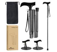 Ez2care Classy Adjustable Folding Cane with Carrying Case, Metallic Black