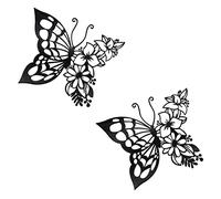 EZ4ENCE 2pcs Butterfly Decoration Wall Art Boho Wall Home Decor Hanging Appearance Wall Decor Metal Hanging Butterfly Decor Flower Wall Art for Bedroom Living Room Kitchen Bathroom, Black