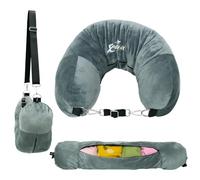 EZ4UVOY Travel Neck Pillow Stuffable with Clothes, Stuffable Neck Pillow for Travel, Fillable Travel Pillow Storage Bag, Soft Velvet Neck Pillow Case Cover, Packable for Airplane Travel Essentials