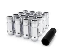EZAccessory 12x1.5 Extended Tuner Lug Nuts 20 Pcs+Key Chrome Racing Open End for Pontiac Grand Prix Firebird Trans Am