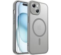 Ezanmull for iPhone 15 Case Magnetic Shockproof, Full Camera Protection, Fit for MagSafe, with Screen Protector X2, Translucent Anti-Fingerprint Case for iPhone 15 (Gray)