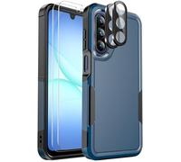 Ezanmull for Samsung Galaxy A17 5G Case with Military Grade Protection | 15 FT Drop Protection | Glass Screen Protector | Camera Lens Protector | Non-Slip Shockproof (Blue)