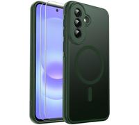 Ezanmull for Samsung Galaxy A37 Case Magnetic Shockproof, Full Camera Protection, with Screen Protector X2, Translucent Anti-Fingerprint Case for Samsung Galaxy A37 (Green)