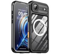Ezanmull Magnetic for iPhone 17 Air Case Waterproof, Built-in Lens & Screen Protector, [IP68 Waterproof] [Compatible with Magsafe], Full Body Heavy Duty Protective Clear Cover (Black)