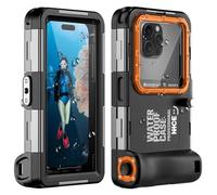 Ezanmull Underwater Diving Phone Case for iPhone 17/16/15/14/13/12/11 Pro Max/XR/XS & More, Professional Protection [15m/50ft], Waterproof Case for Snorkeling, Surfing, Photos & Videos (Black/Orange)