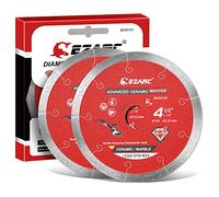 EZARC 115mm Diamond Cutting Discs, Continuous Rim Diamond Blade for Wet Cutting, Clean Precise Cutting on Ceramic, Tile, Porcelain, Advanced Marble (2-Pack)