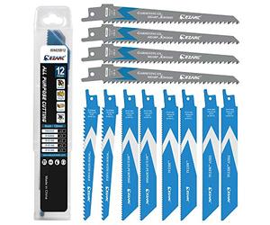 EZARC 12x Reciprocating Saw Blades Set, CRV & BI-Metal, for Wood and Metal
