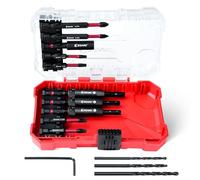 EZARC 14PCS Self Centering Drill Bit Set, Hinge Drill Bit Set with Replacement Bits, Screwdriver Bits & Bit Holder - 1/4" Hex Shank for Cabinet Hinges & Woodworking with Storage Box