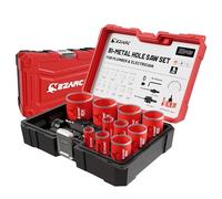 Ezarc 16pc Bi-Metal Hole Saw Set with 8% Cobalt, 48mm Deep Cut for Metal, Hardwood, PVC & Drywall,19-64mm Hole Saws Kit,4/6 TPI Variable Teeth & Cellular Chip Vents for Plumbers & Electricians