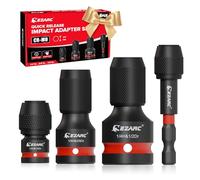 EZARC 4pc Impact Quick Release Adapter Set - 1/2", 3/8", 1/4" Drive to 1/4" Hex Bit Holder, CR-MO Steel Sockets & Chuck Adapter for Impact Wrench, Ratchet, Drill