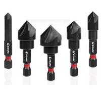 Ezarc 5Pcs Countersink Drill Bit Set For Metal, 1/4" Hex Shank, 6-19mm, 5 Flute
