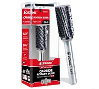 EZARC AlCrN Carbide Rotary Burr Bit, SA-5 Double Cut, 1/4-Inch Shank | SA-5 Cylinder End Cut, AlCrN Coating, YG6 Carbide, Up to 2x Longer Life, for Deburring, Chamfering, Hard Metal