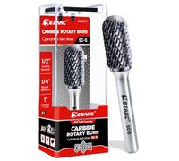 EZARC AlCrN Carbide Rotary Burr Bit, SC-5 Double Cut, 1/4-Inch Shank | SC-5 Cylinder End Cut, AlCrN Coating, YG6 Carbide, Up to 2x Longer Life, for Deburring, Chamfering, Hard Metal
