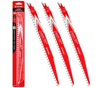 EZARC Carbide Reciprocating Saw Blade R1243HM Endurance for Hard Wood 300mm 3TPI, 3-Pack