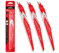 EZARC Carbide Reciprocating Saw Blades, 225mm 6TPI, Wood, Metal, 3-Pack | Carbide Teeth, Up to 50x Longer Life Than Bi-Metal, Cuts High-Alloy Steel, Stainless Steel, Bolts, Hardened Screws