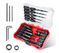 EZARC Countersink Drill Bit Set, 22PCS Counter Sink Drill Bit for Wood with Self Centering Drill Bits, Wood Plug Cutters,Screwdriver Bits, Magnetic Extension Bit Holder, 1/4" Hex Shank & Storage Box