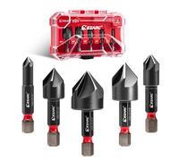 EZARC Countersink Drill Bit Set, 5PCS AlTiN Coated for Hard Metal | AlTiN Coating, Sizes 1/4", 3/8", 1/2", 5/8", 3/4", Deburring for Stainless Steel, Alloy Steel, 1/4" Hex Shank
