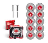 EZARC Diamond Cutting Discs 38 mm,10-Pack, Cutting Glass,Gemstone,Ceramics,Tiles, Rotary Tool Accessories for Cutting,Sharpening,Carving, 0.6mm Kerf, with 2 Mandrels