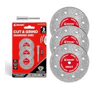 EZARC Diamond Cutting Discs 38 mm,3 Pack, Cutting Glass,Gemstone,Ceramics,Tiles, Rotary Tool Accessories for Cutting,Sharpening,Carving, 0.6mm Kerf, with 1 Mandrel