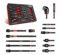 EZARC Impact Socket Adapter Set, 1/4",3/8",1/2" Square Drive Socket Adapter,Quick-Release & Magnetic Drill Bit Extension,Swivel & Right Angle Drill Attachments for Power Drill & Impact Driver,14PCS