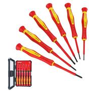 EZARC Insulated Screwdriver Set, 6 Pieces Precision VDE Insulated Electricians Screwdriver with Hard Case, 1000V Electrical Tool Driver Set in Slotted & Phillips Magnetic Tip, VDE & GS Certified