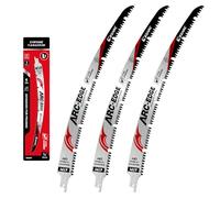 EZARC Japanese Tooth Reciprocating Saw Blade 380 mm, Arc Edge Blade Woodworking Pruning Saw Blade 6TPI, Suitable for Tree Pruning and Wet Wood Cutting, Triple Ground and U-groove Design, 3 PCS