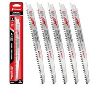 EZARC Wood Pruning Reciprocating Saw Blade 225 mm, Fleam Ground Teeth Pruning Saw Blades for Tree Trimming, Wet Wood Cutting, 5 Pieces
