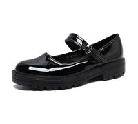 Eza's Boutique Girls Back to School Black Mary Jane Shoes - Comfortable Anti-Slip Uniform Shoes with Ankle Strap for Girls UK, 6 UK