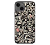 EZB Abstract Banksy Chimp Themed Phone Case Compatible with iPhone | Flexible Shock Absorbent Unique Pop Art Phone Cover | Monkey Themed (iPhone 13) Grey