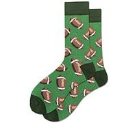 EZB Fun Rugby Balls Crew Socks | Novelty Gift for Any Occasion | Mens & Ladies | Rugby Lovers Gift | Brown and Green Patterned | Size 3-7 | Rugby Ball (Green)