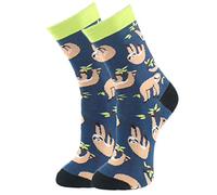 EZB Mens Novelty Patterned Crew Socks, 6/11/2020, Sloth Green