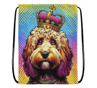 EZB Pop Art Cockapoo Dog Drawstring Bag | 36x30cm Midi Sized Backpack | Multi-Use: Sports Kits, PE Kits, Gym, Pump, Lunch, Holiday, Beach | Yellow Cockapoo Bag