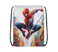 EZB Superhero Drawstring Spiderman Bag | 36x30cm Midi Sized Backpack | Multi-Use: Sports Kits, PE Kits, Gym, Lunch, Holiday, Beach | Fun Unique Design Spider Bag