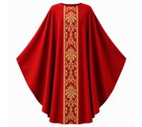 EZBKMT Clergy Vestments Chasuble Men Cosplay Costume Priest Robe | Church Liturgical Outfit, Round Neckline, Gold Ornate Front Design
