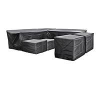 EZBreathe Malta 9-Seat U-Shape Furniture Set Cover Black, Breathable Ripstop Polyester, Water-Resistant, UV-Stabilised, 107152