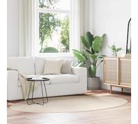 Ezbryzmatic Huarte Oval Area Rug, Beige, 160 x 230 cm, 100% Polyester, Non-Slip Design, Foldable, for Hallway, Living Room, Bedroom, Office, Washable for Flooring