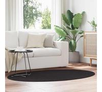 Ezbryzmatic HUARTE Oval Area Rugs Black 120 x 170 cm 100% Polyester Non-Slip Underlay Foldable for Hallway Living Room Bedroom Kitchen