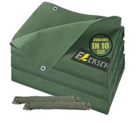Ezcasch 10’x10’ Canvas Tarp Heavy Duty Water Resistant Tarpaulins with Aluminum Grommets,UV Resistant, 22Mil Multipurpose Drop Cloth, 14oz Durable Cover Sheet for Outdoor and Indoor Use with Ropes.
